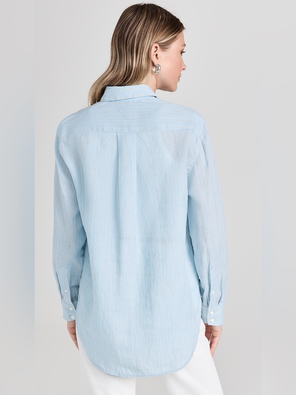 Rag and Bone Maxine Stripe Linen Button Down Shirt Blue Size Women’s Medium - Picture 2 of 7